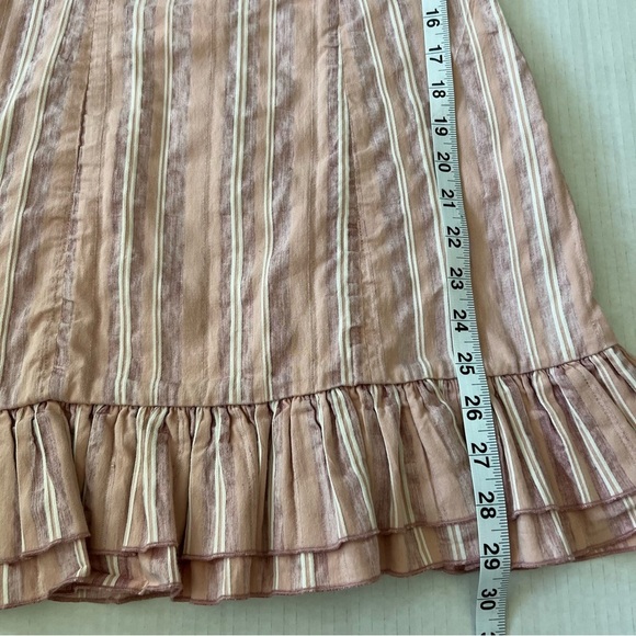Alexis  Linen Blend The Brandy Mini Dress Ruffle Hem in Rose Stripe SZ XS - Picture 16 of 16